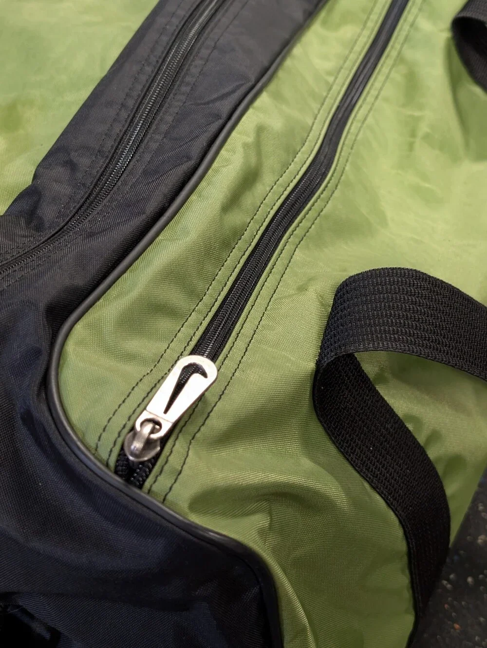 Vintage Nike 90s Military Green Sport Duffle Bag Swoosh Logo